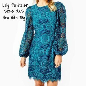 Lilly Pulitzer Lace Mini Dress Teal 2-Tone Size XXS New With Tag